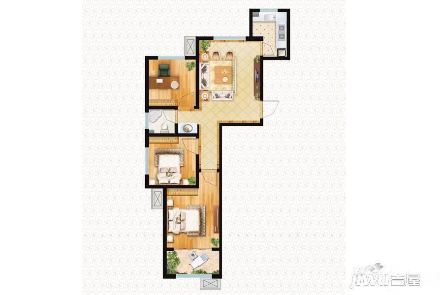 朝阳锦园3室1厅1卫85.9㎡户型图