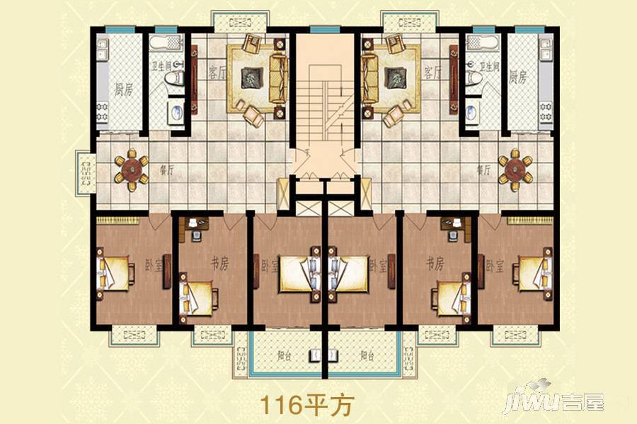 金都世家3室2厅1卫114.4㎡户型图