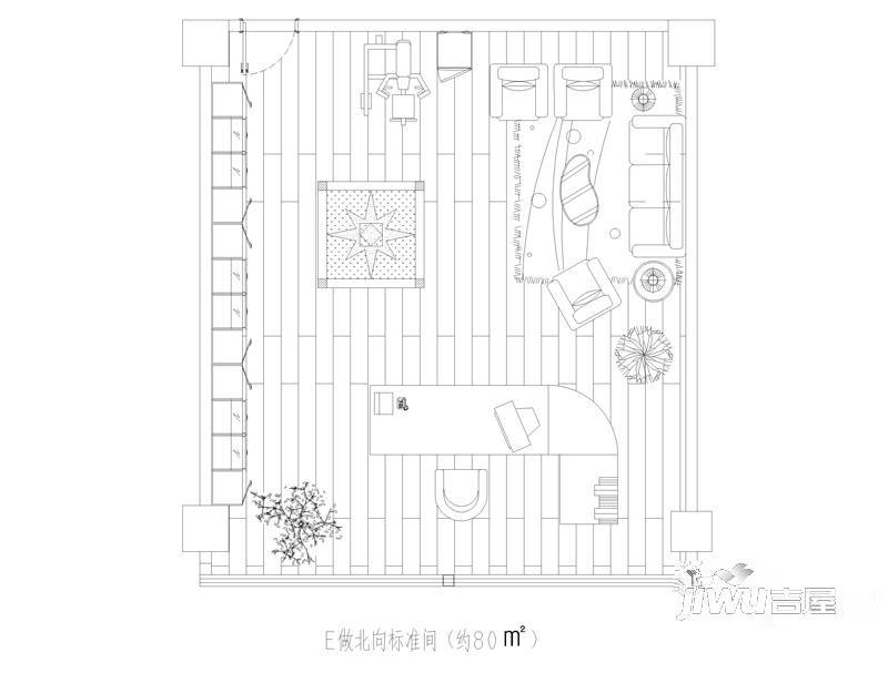 青建一品1室1厅0卫80㎡户型图