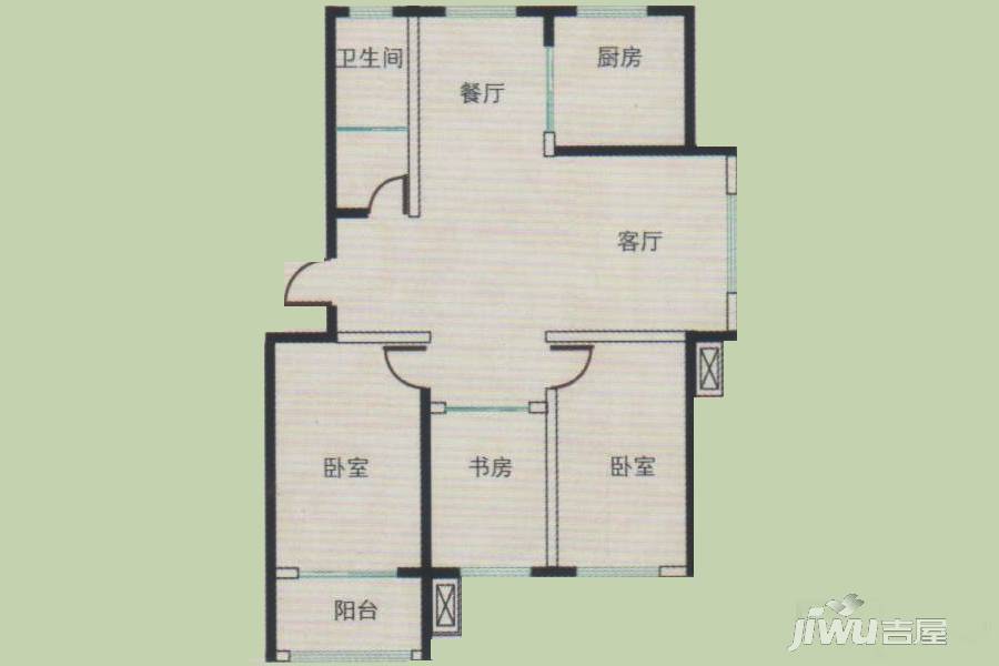 华安凤城丽景3室2厅1卫121.1㎡户型图