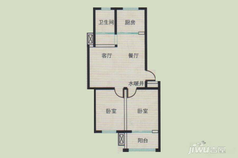 华安凤城丽景2室2厅1卫83.7㎡户型图