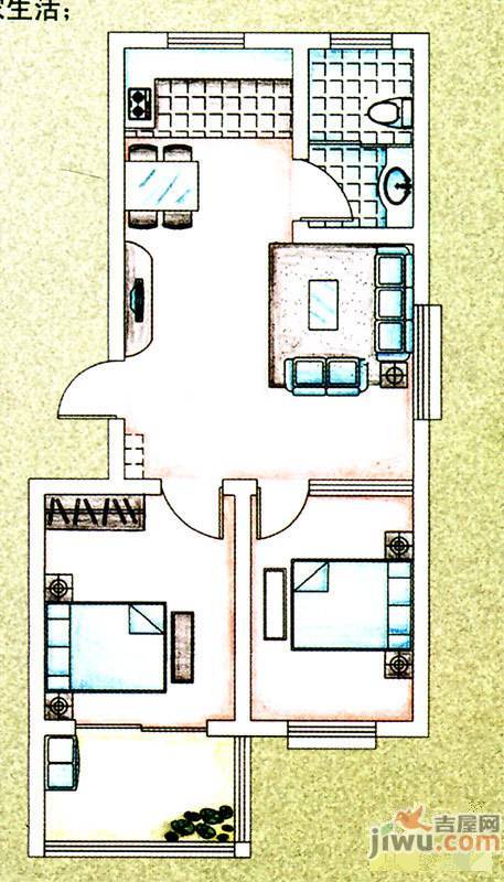 华安世纪樱园2室2厅1卫80㎡户型图