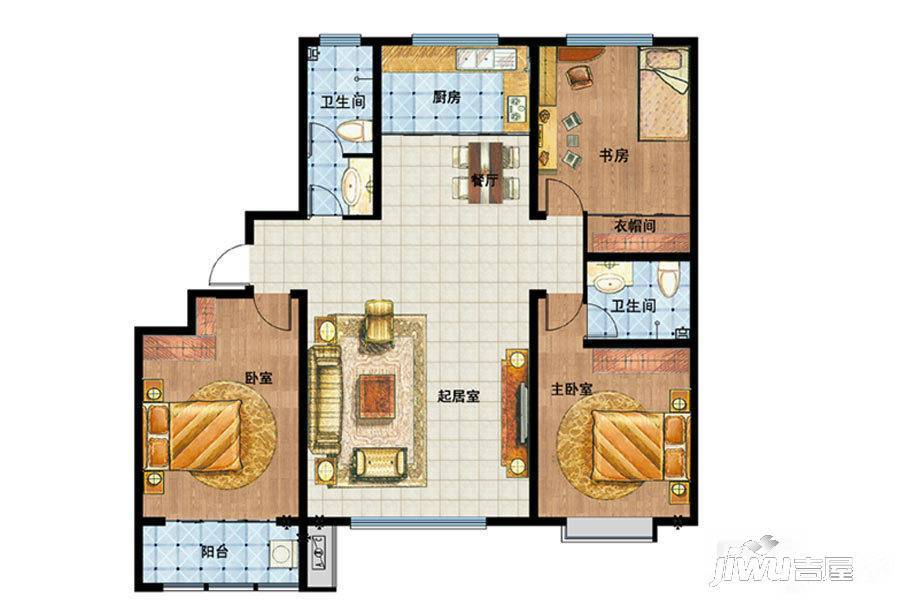 九州方圆国际3室2厅2卫176.8㎡户型图