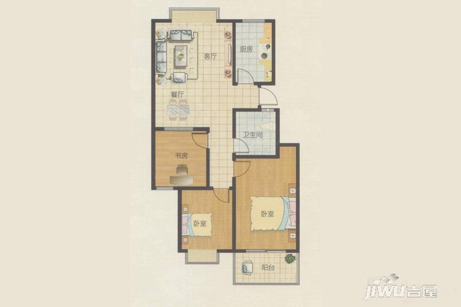 华安锦绣樱园3室2厅1卫106㎡户型图