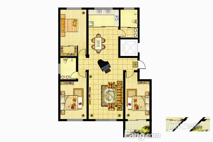 宜嘉家园3室2厅2卫144㎡户型图