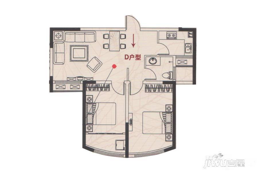 三友翡翠城2室2厅1卫91㎡户型图