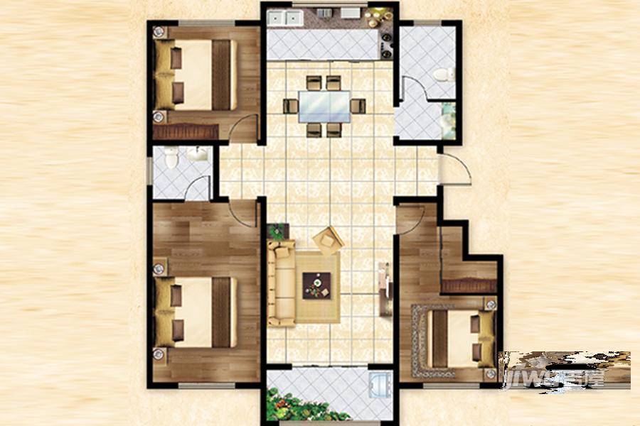 优胜美地4室2厅2卫185㎡户型图