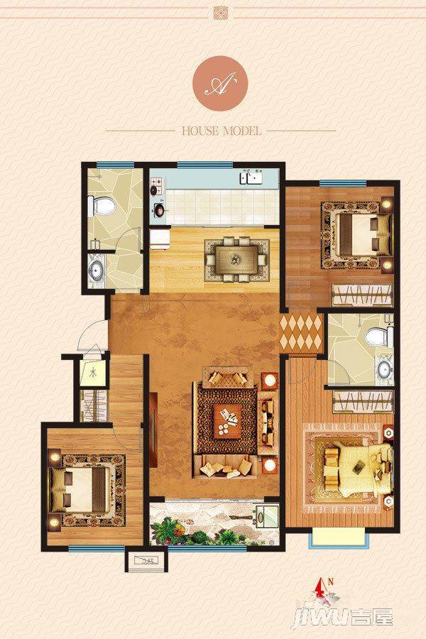 赵疃家园3室2厅2卫143.7㎡户型图