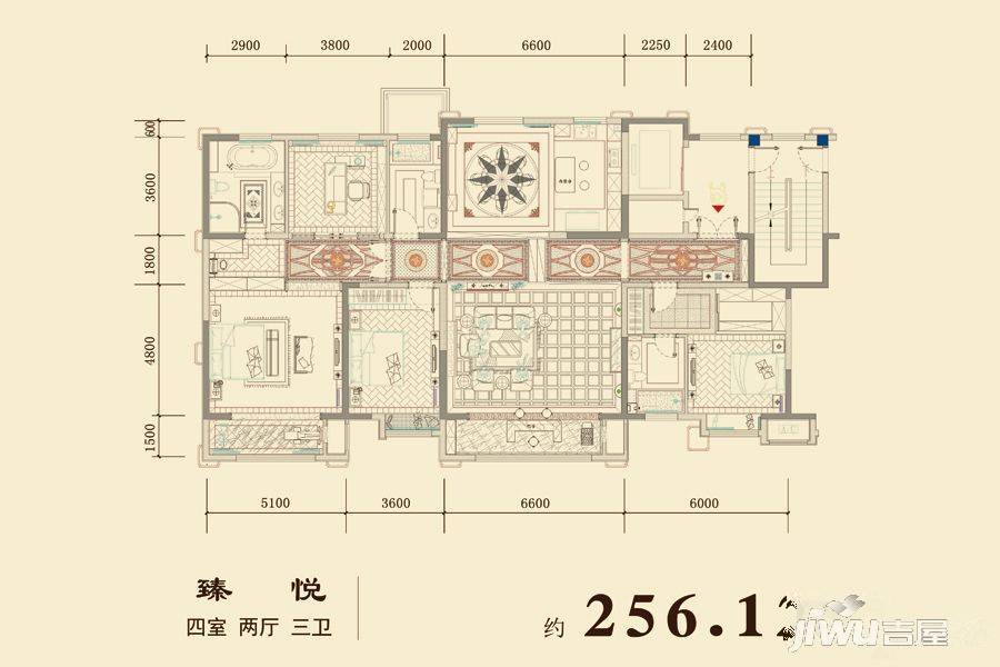 平阔台4室2厅3卫256.1㎡户型图