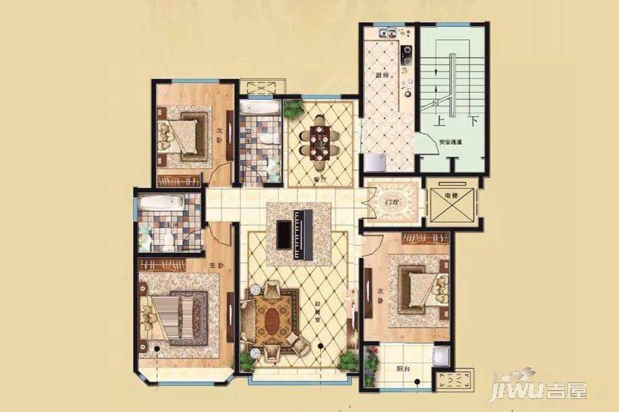 东金1号蓝郡3室2厅2卫149㎡户型图