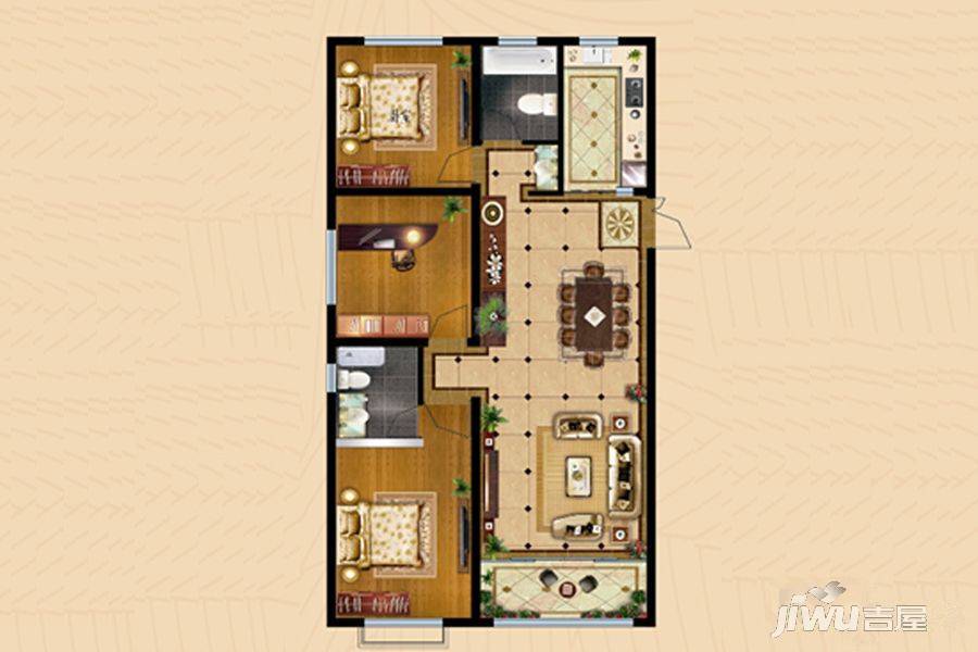 恒信昆仑公馆3室2厅2卫125㎡户型图