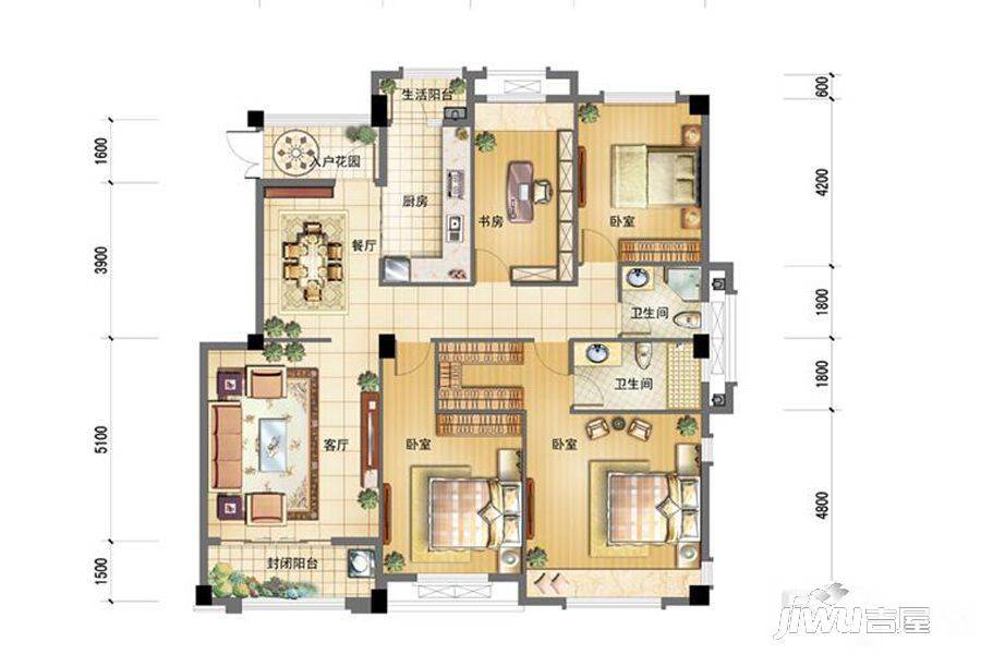 盛世香榭里4室2厅2卫162.2㎡户型图