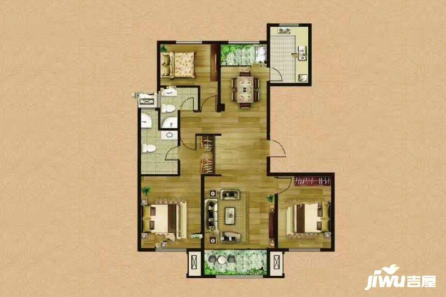 茂华爱琴海熙府3室2厅2卫141㎡户型图