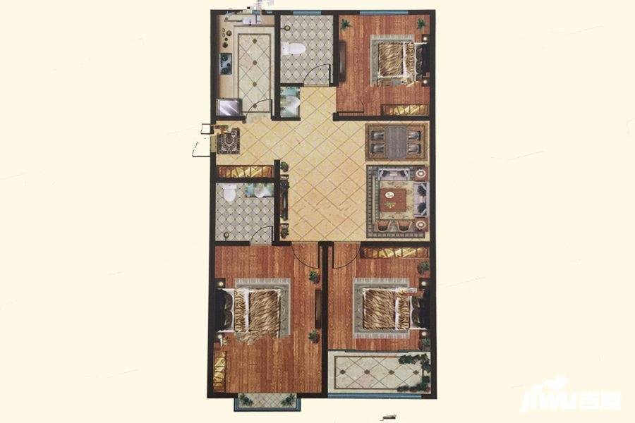 恒信巴塞小镇3室2厅2卫95㎡户型图