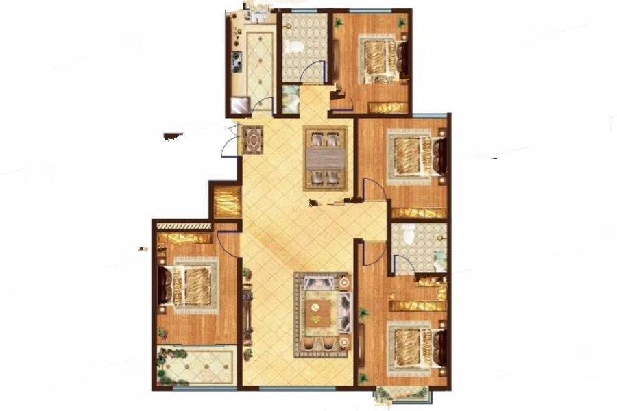 恒信巴塞小镇4室2厅2卫142.8㎡户型图