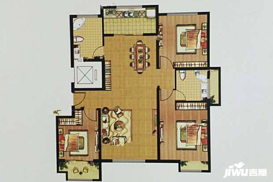 常青藤国际花园3室2厅2卫137.7㎡户型图