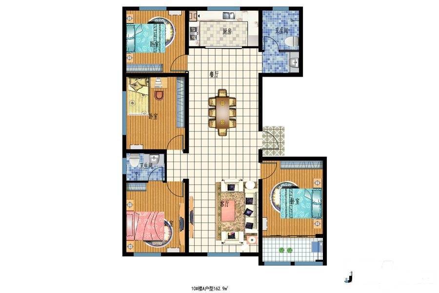 金都世家4室2厅2卫162.9㎡户型图