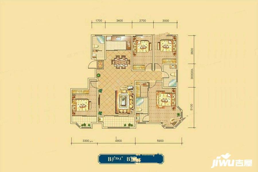 紫金园阳光海岸4室2厅2卫161.3㎡户型图