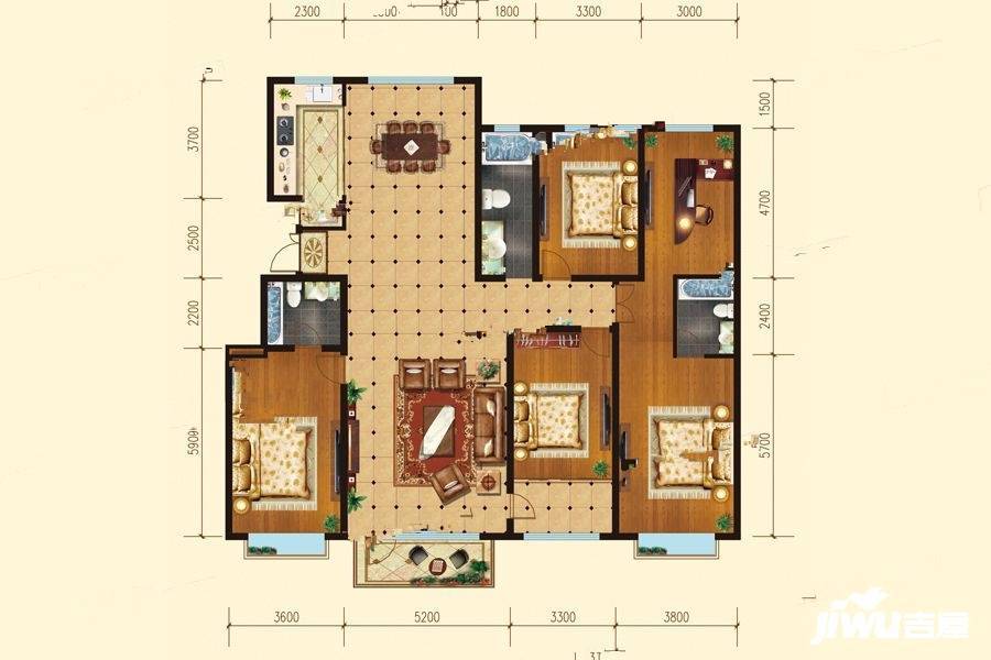 恒信学府5室2厅3卫231㎡户型图