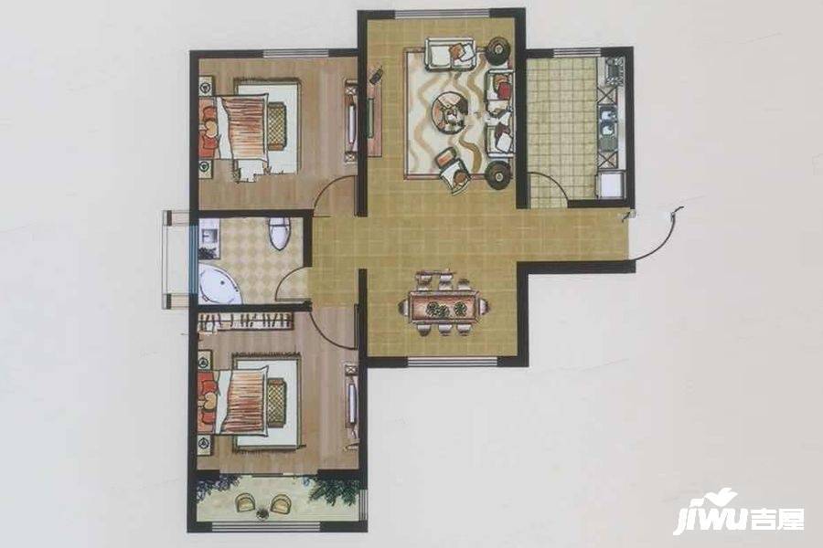 常青藤国际花园2室2厅1卫103.2㎡户型图