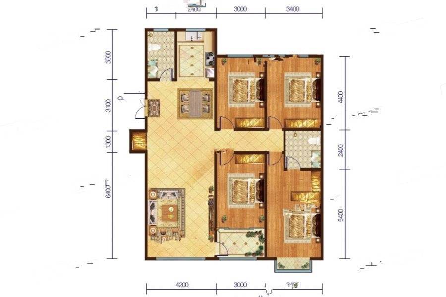 恒信巴塞小镇4室2厅2卫152.4㎡户型图