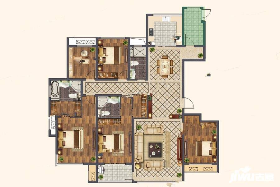 春江花月5室2厅3卫244㎡户型图