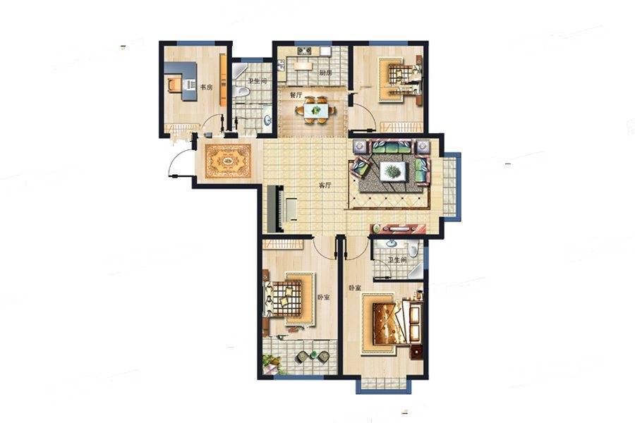 新瑞都广场4室2厅2卫152㎡户型图