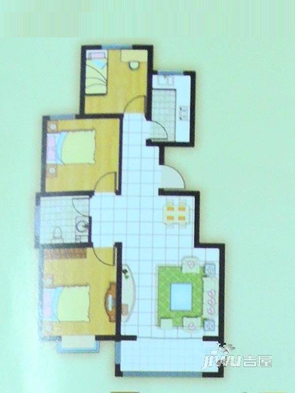 莲湖花园3室2厅1卫100㎡户型图