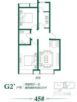 在水一方2室2厅1卫89.1㎡户型图