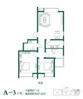 在水一方3室2厅1卫97㎡户型图