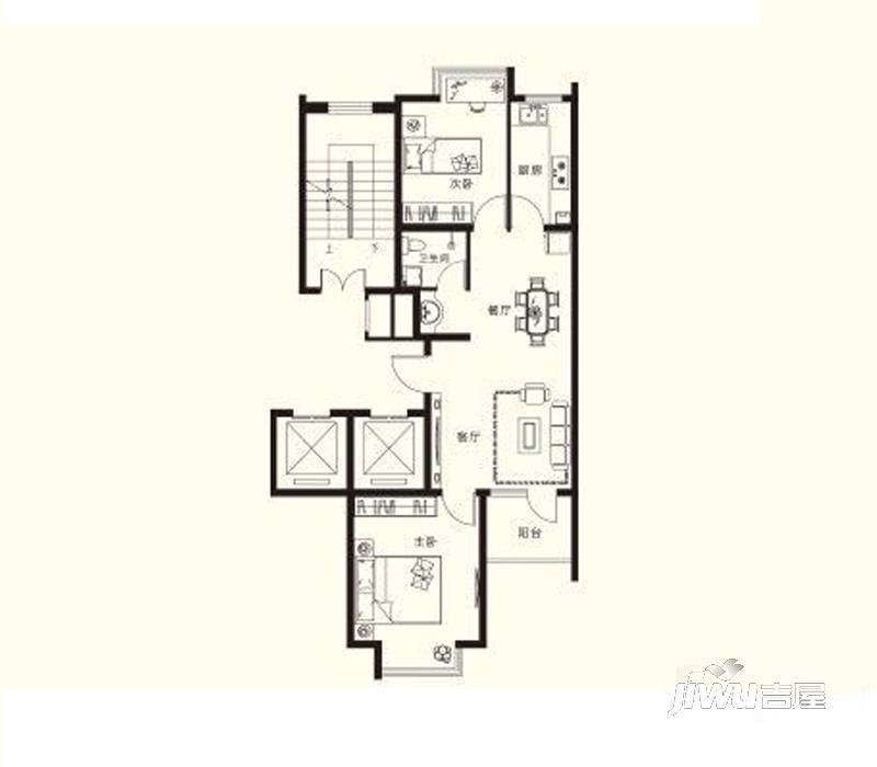 阿尔卡迪亚五期2室2厅1卫90.2㎡户型图