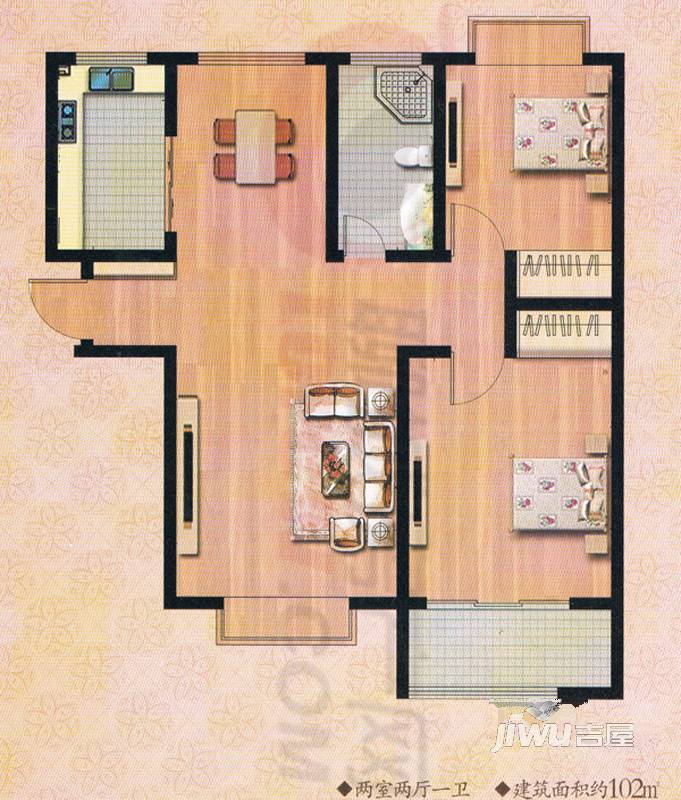 昌隆名郡2室2厅1卫102㎡户型图
