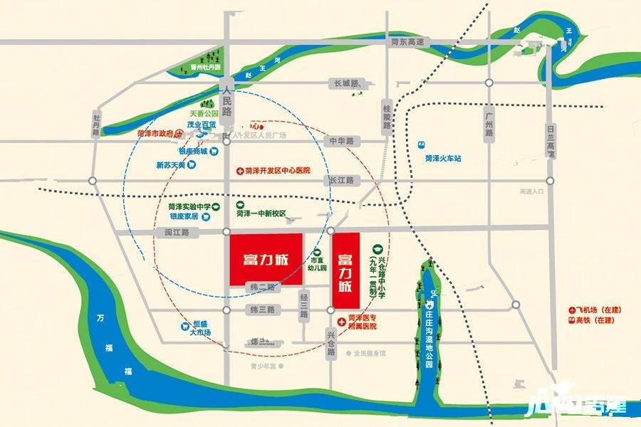 菏泽富力城位置交通图