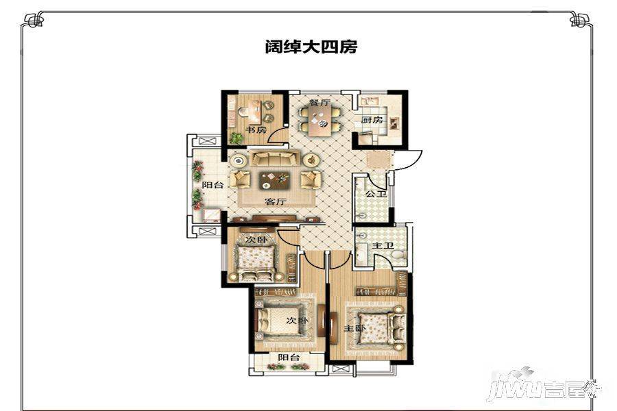 菏泽万达广场4室2厅2卫145㎡户型图