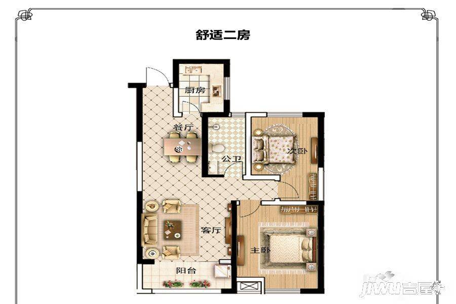 菏泽万达广场2室2厅1卫95㎡户型图