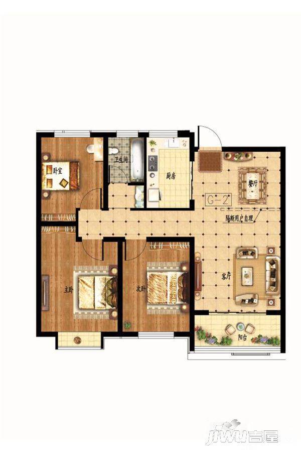 菏建华泰嘉园3室2厅1卫115㎡户型图