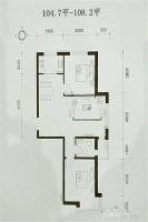 世贸皇冠花园2室1厅1卫104.7㎡户型图