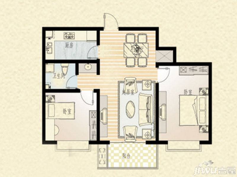 乐海公馆3室2厅1卫141㎡户型图