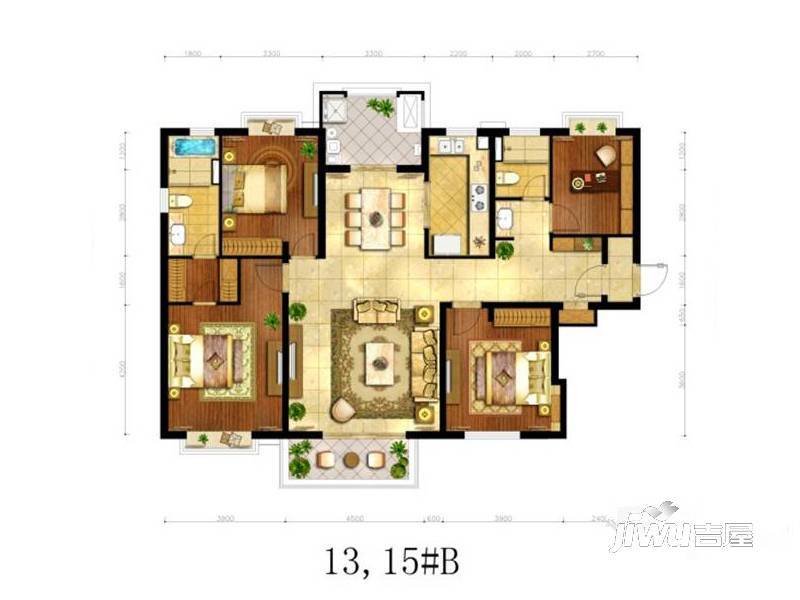 融创香溢花城4室2厅3卫176㎡户型图