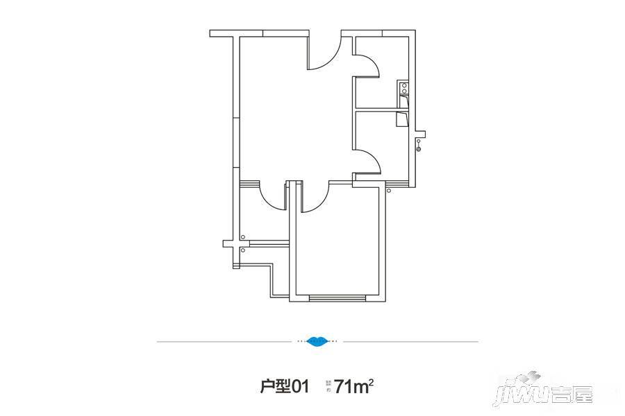 爱ME城市1室1厅1卫71㎡户型图