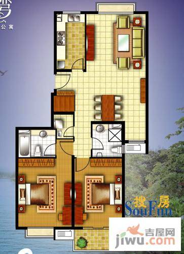 马陆清水湾公寓2室2厅2卫户型图