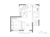 汇锦城1室2厅1卫52.5㎡户型图
