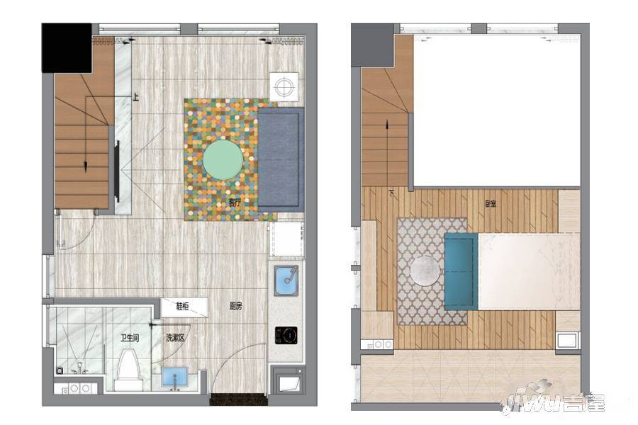 魔方社区1室1厅1卫42㎡户型图