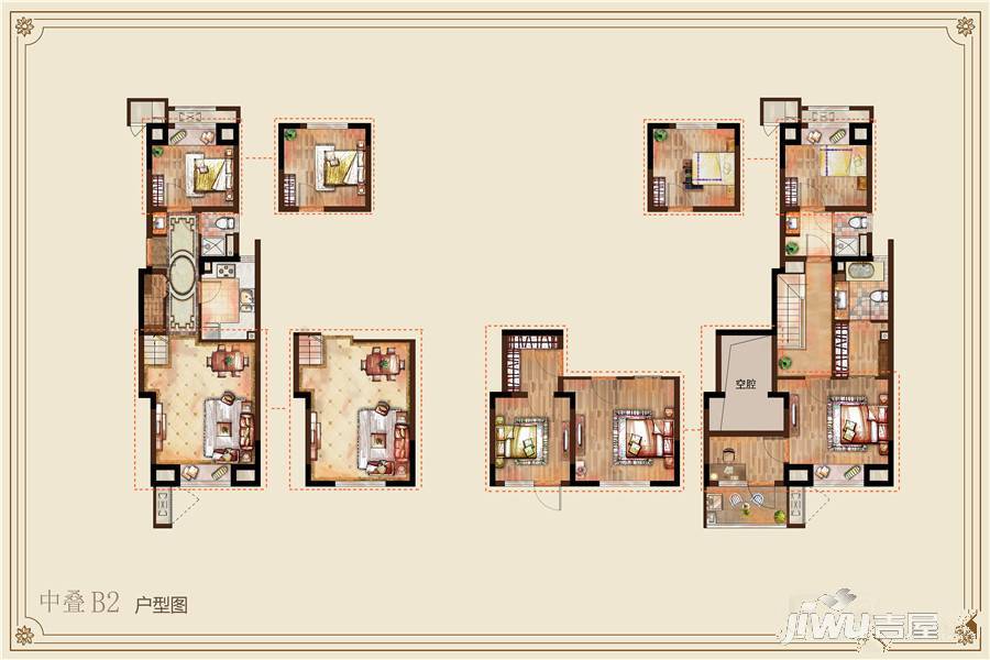 新城云间锦院4室2厅3卫130㎡户型图