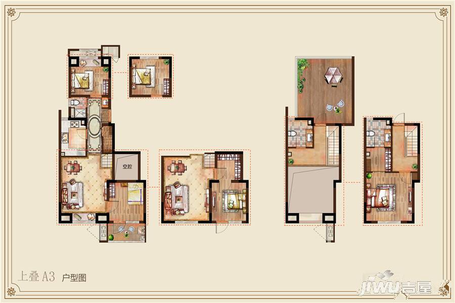 新城云间锦院3室2厅2卫95㎡户型图