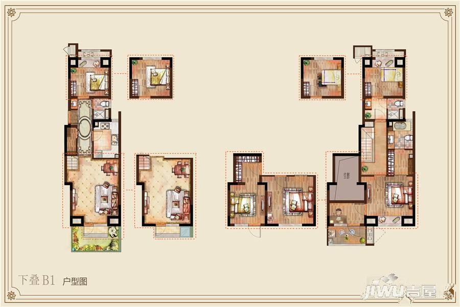 新城云间锦院4室2厅3卫130㎡户型图