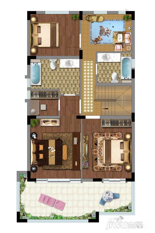 天和湖滨艺墅4室3厅3卫188㎡户型图