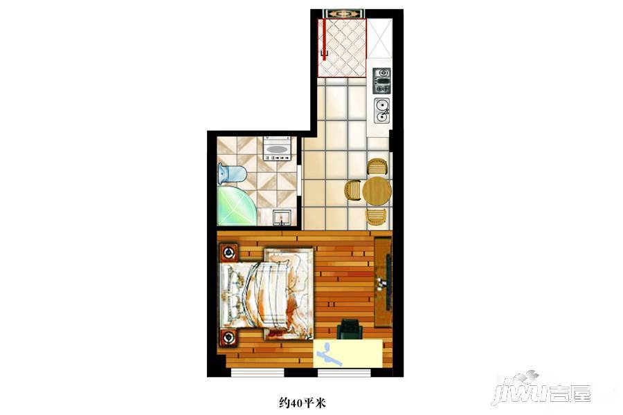 天鸿公馆1室1厅1卫40㎡户型图