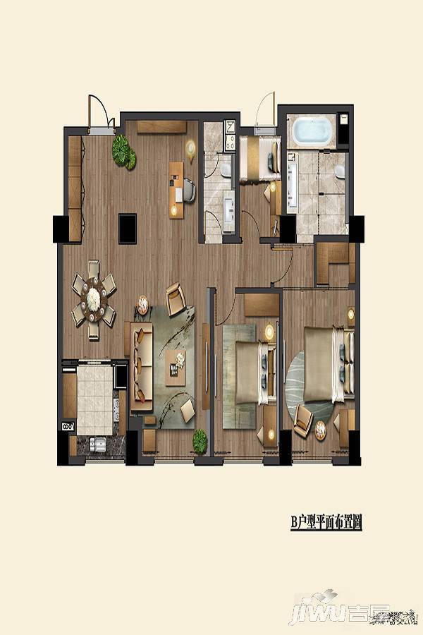 绿城静安公馆3室2厅2卫159㎡户型图