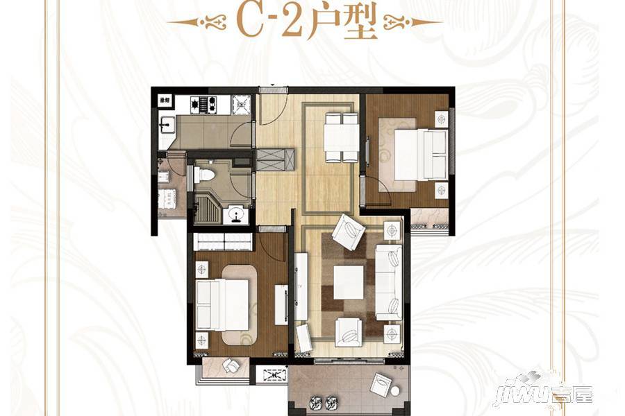 华谊禄丰苑2室2厅1卫89㎡户型图